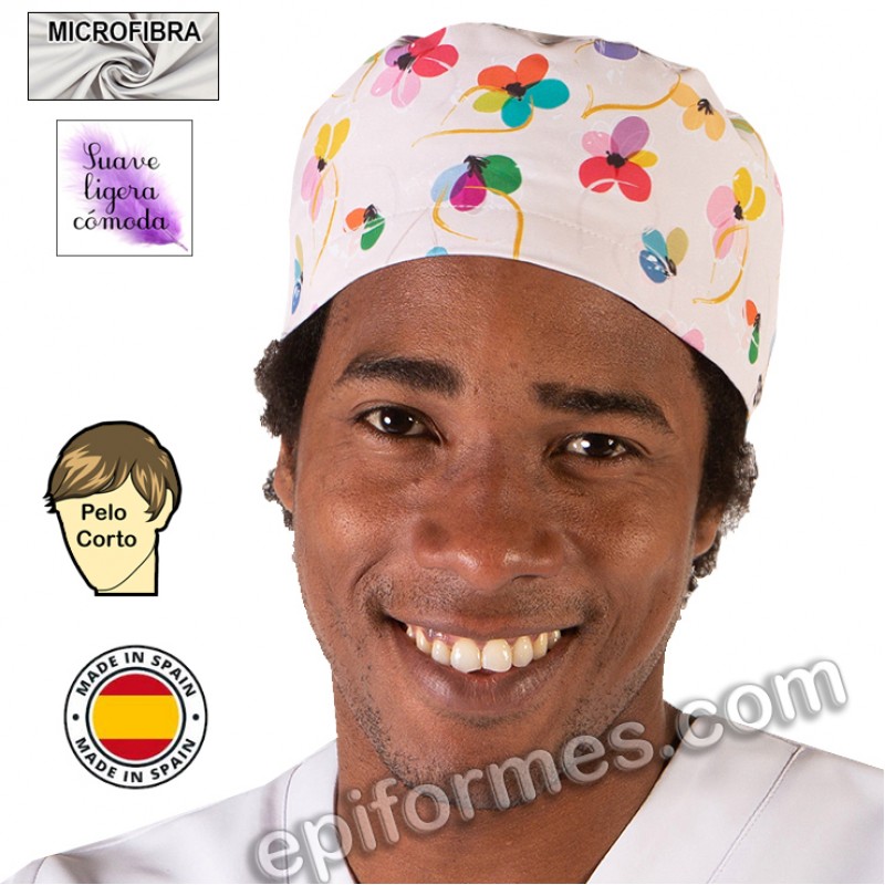 Gorro cirujano flores