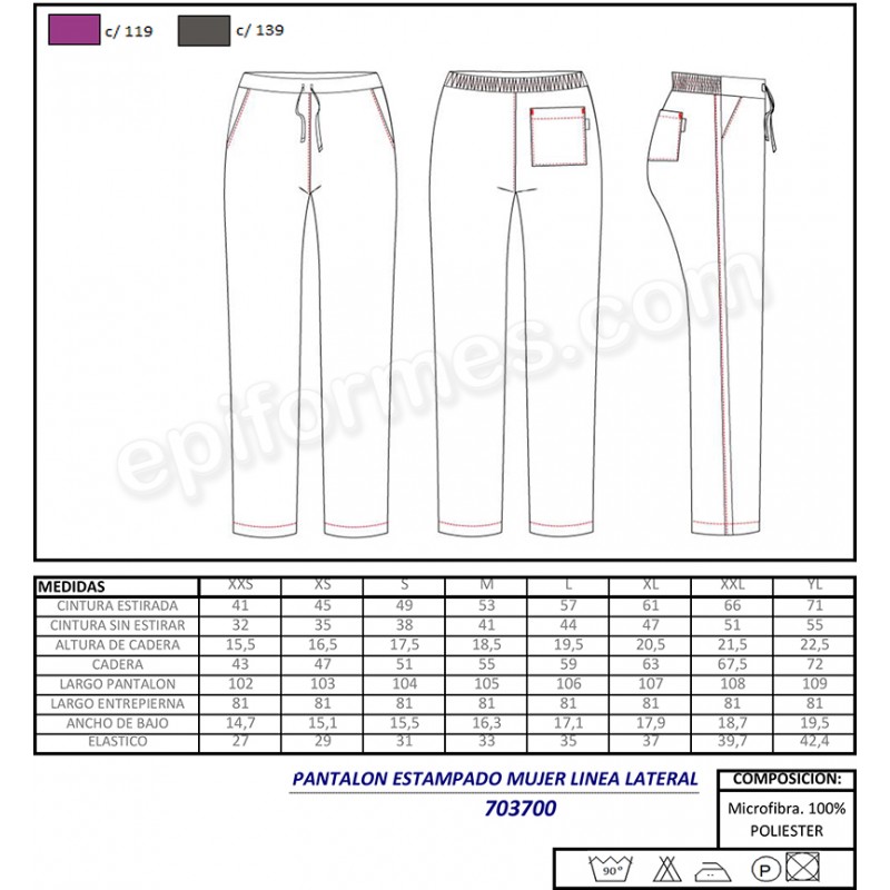 Pantalón sanidad, microfibra, gris marengo