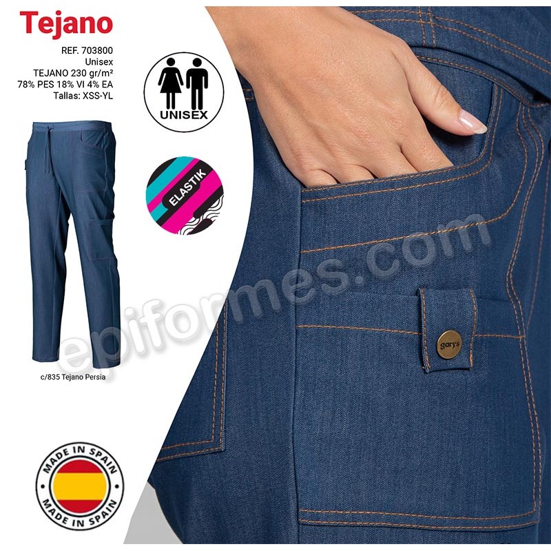 Pantalón sanidad tejano elástico unisex