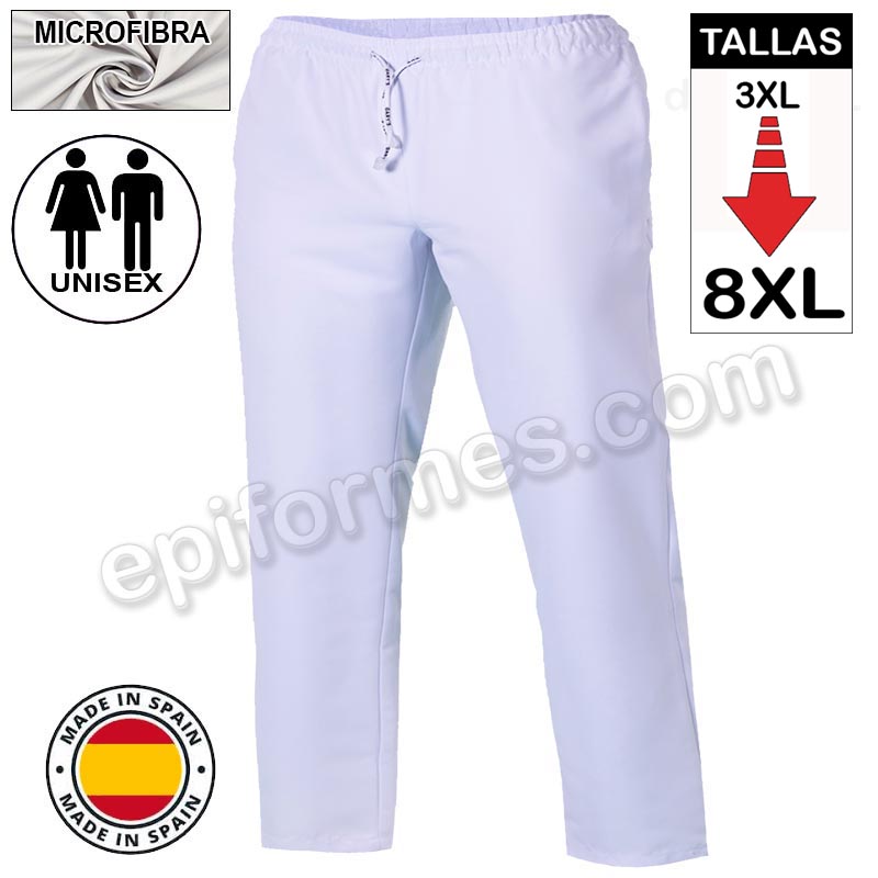 Pantalón  MICROFIBRA blanco talla especial