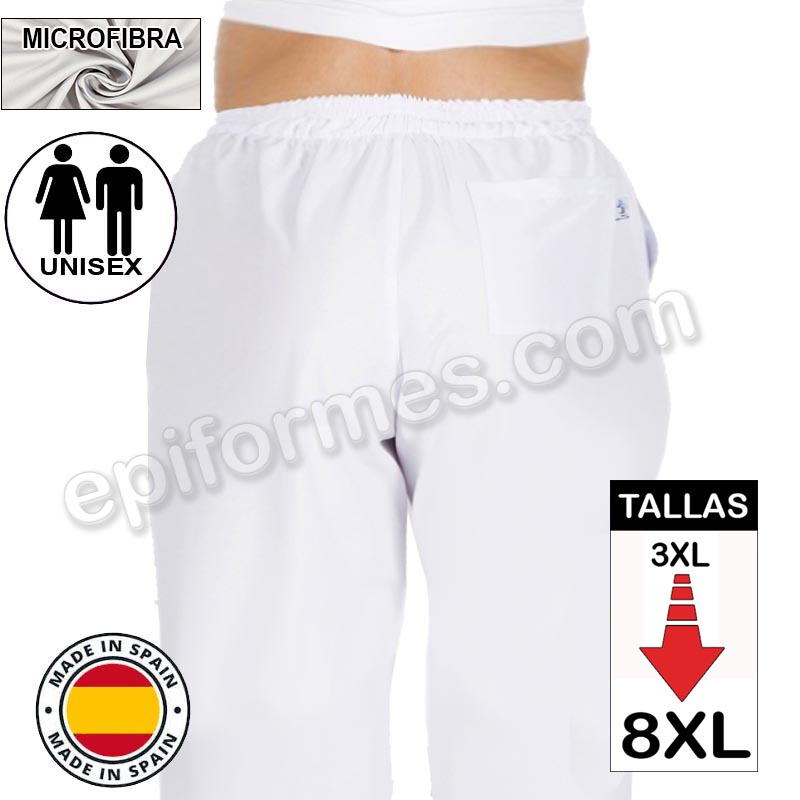Pantalón  MICROFIBRA blanco talla especial