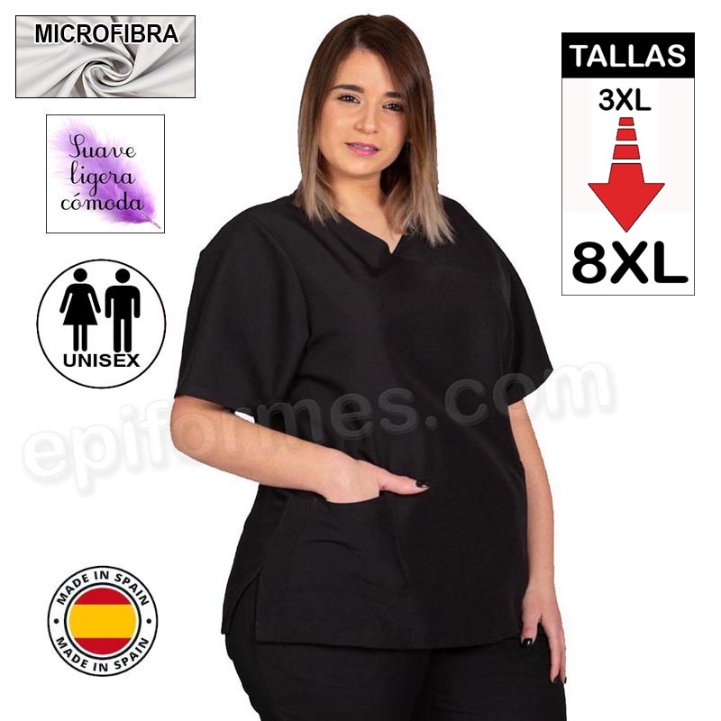 Casaca  MICROFIBRA negra, talla especial