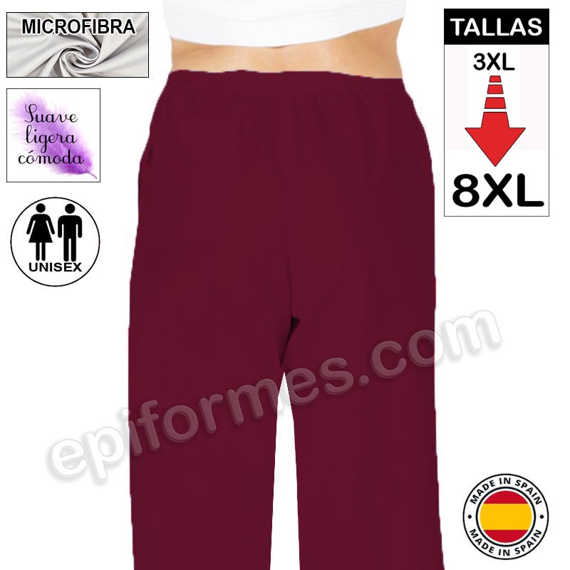 Pantalón  MICROFIBRA burdeos talla especial