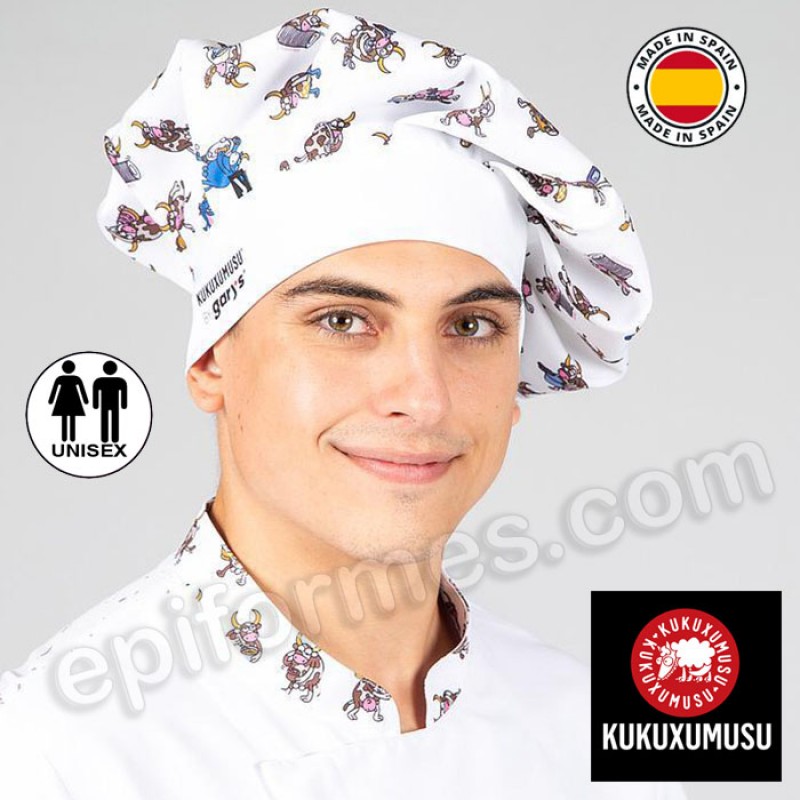 Gorro chef de cocina kukuxumusu, vacas