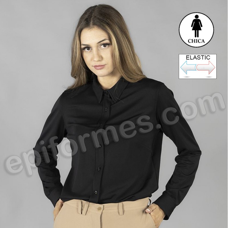 Camisa interlock cuello Cerdeña negra