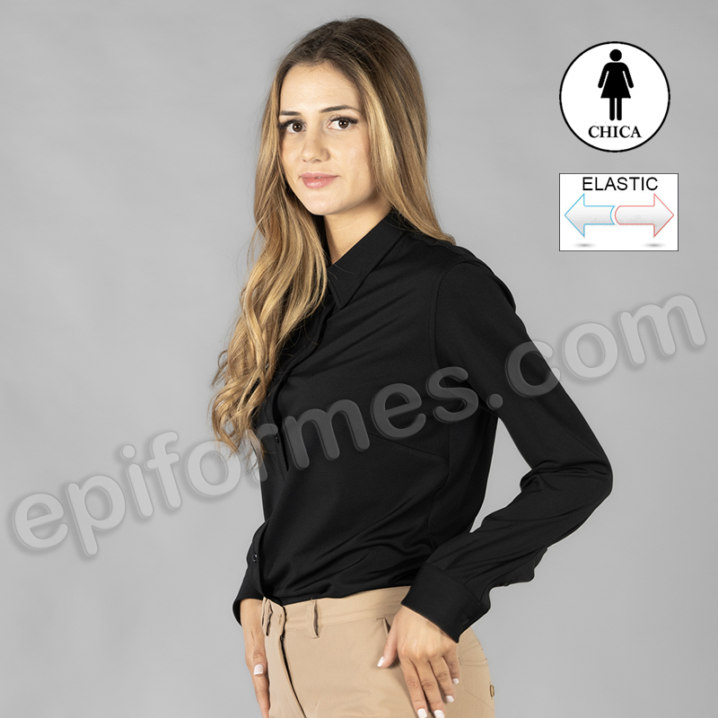 Camisa interlock cuello Cerdeña negra