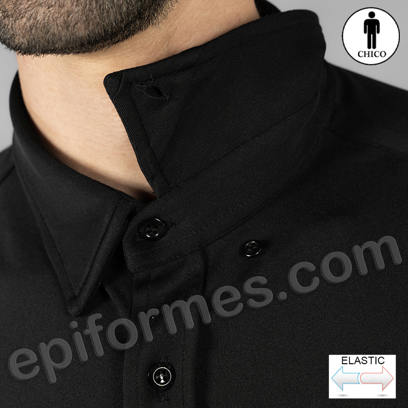 Camisa interlock cuello camisera luzón negra