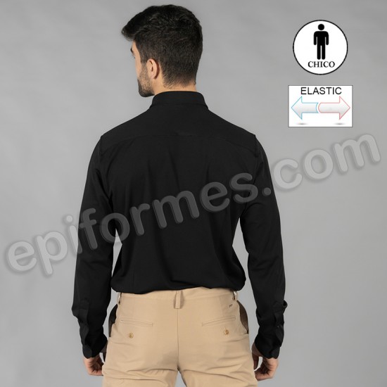 Camisa interlock cuello camisera luzón negra