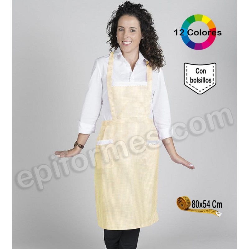 Delantal vichy con puntilla 12 colores