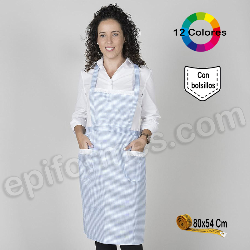 Delantal vichy con puntilla 12 colores