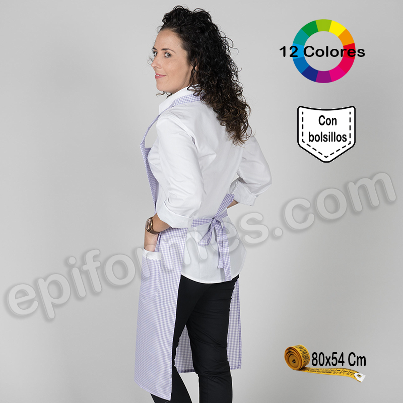 Delantal vichy con puntilla 12 colores