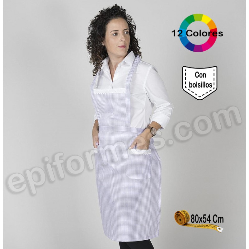 Delantal vichy con puntilla 12 colores