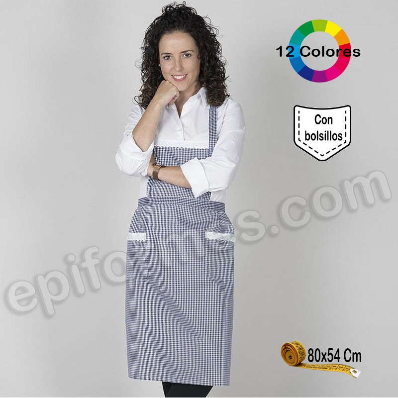 Delantal vichy con puntilla 12 colores