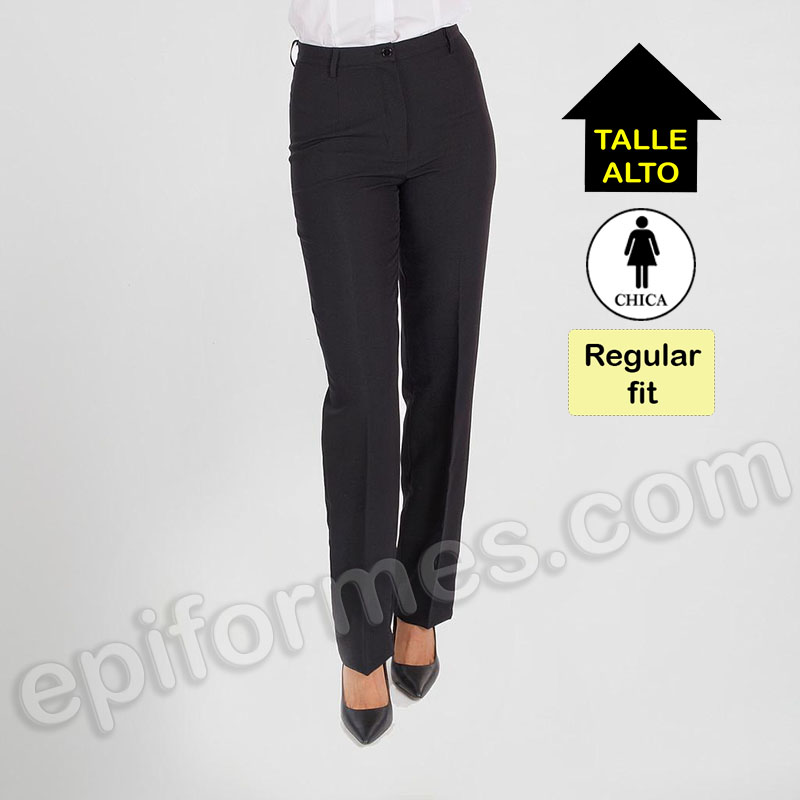 Pantalón ajustado, de talle Alto en negro