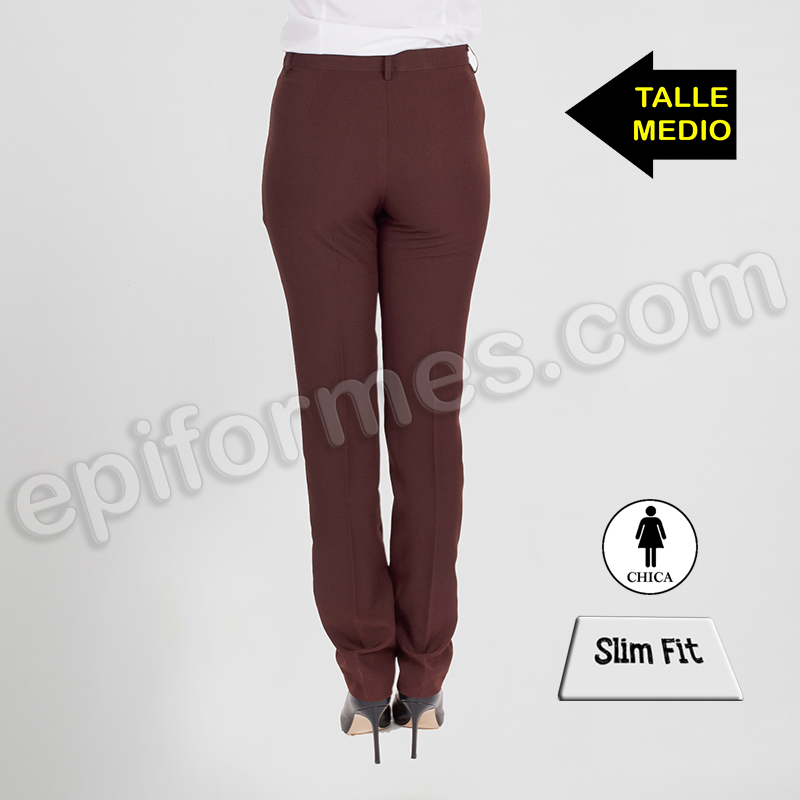 Pantalón ajustado, sin trabillas, talle medio marrón