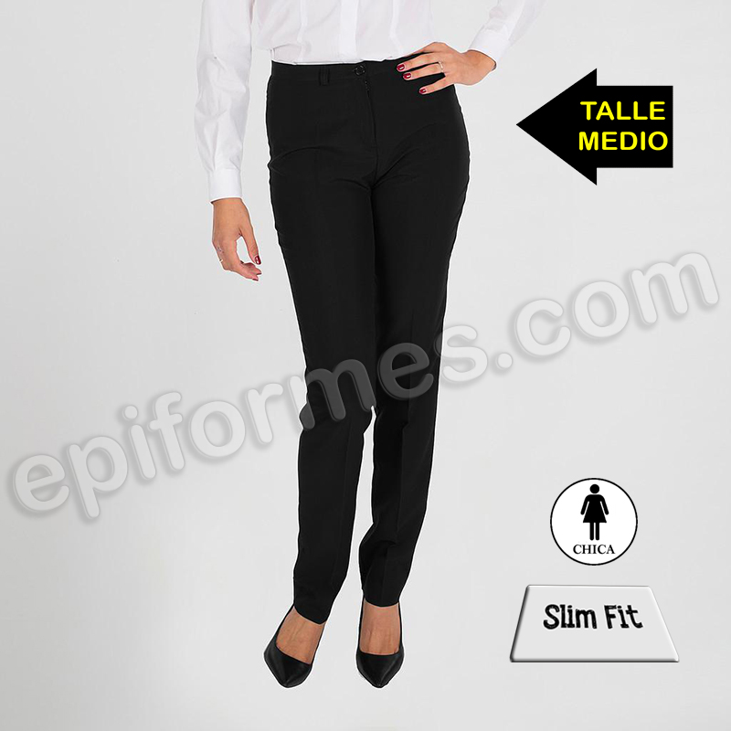 Pantalón ajustado, sin trabillas, talle medio negro