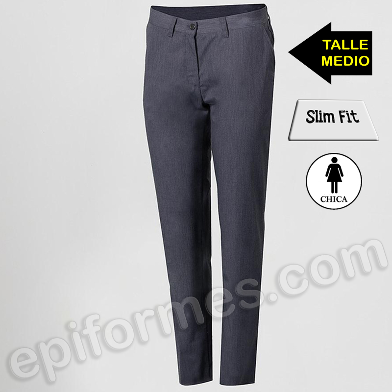 Pantalón semi ajustado, talle medio gris