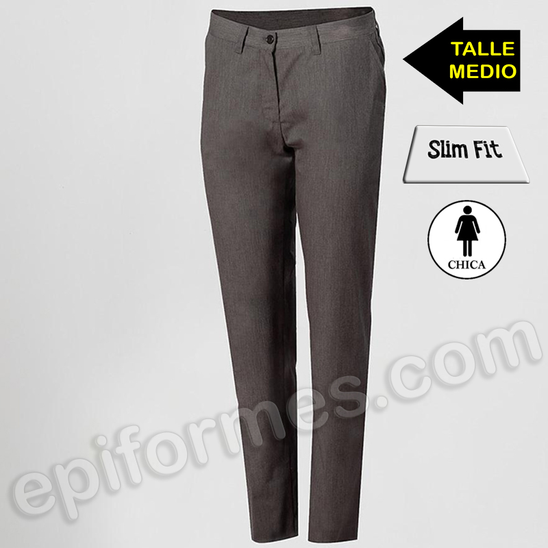 Pantalón semi ajustado, talle medio ceniza