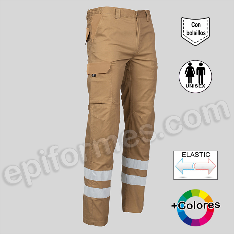 El pantalón de trabajo elástico, con bandas reflectantes