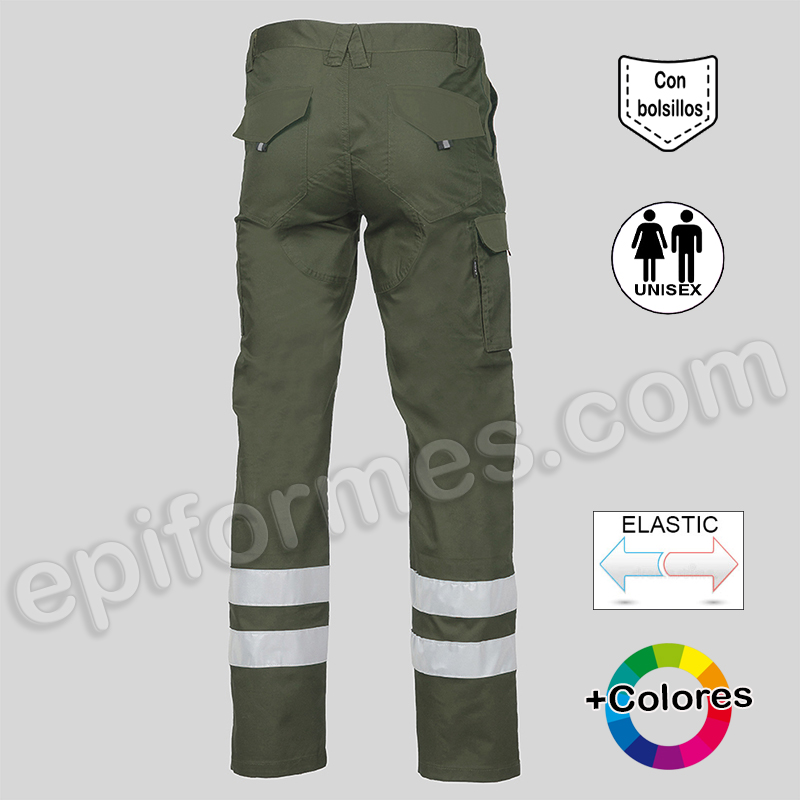 El pantalón de trabajo elástico, con bandas reflectantes