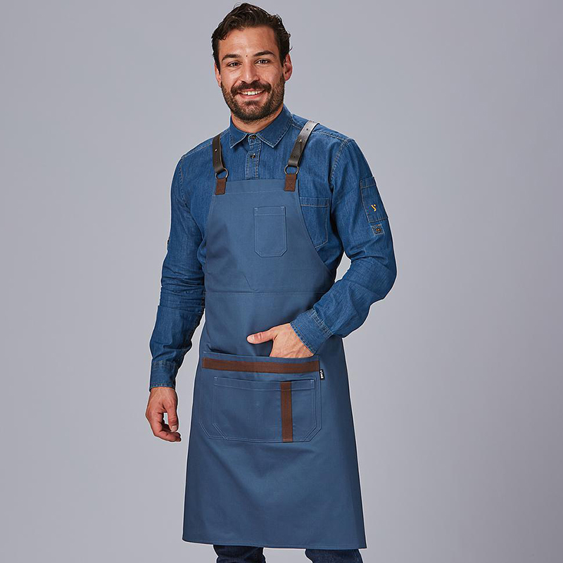 Delantal con peto, herrajes, Azul petróleo