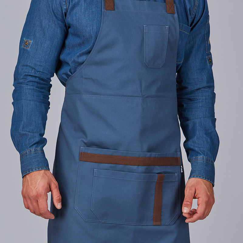 Delantal con peto, herrajes, Azul petróleo
