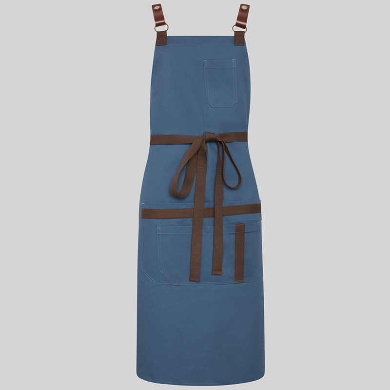 Delantal con peto, herrajes, Azul petróleo
