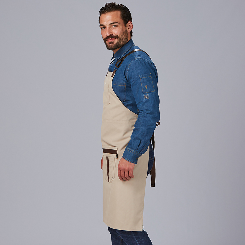 Delantal con peto, herrajes, Beige