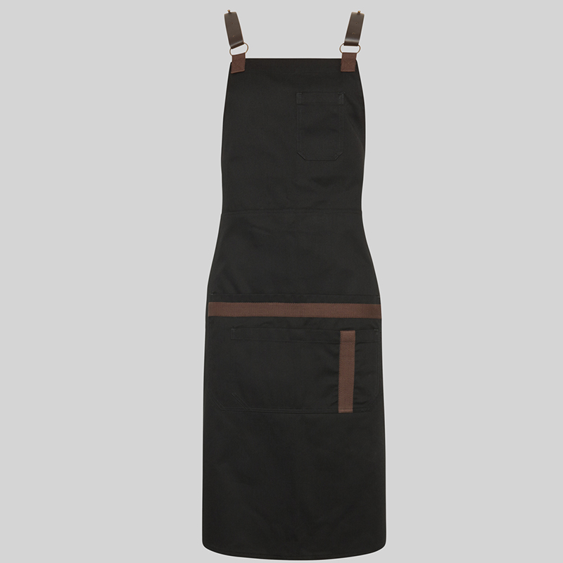 Delantal con peto, herrajes, Negro