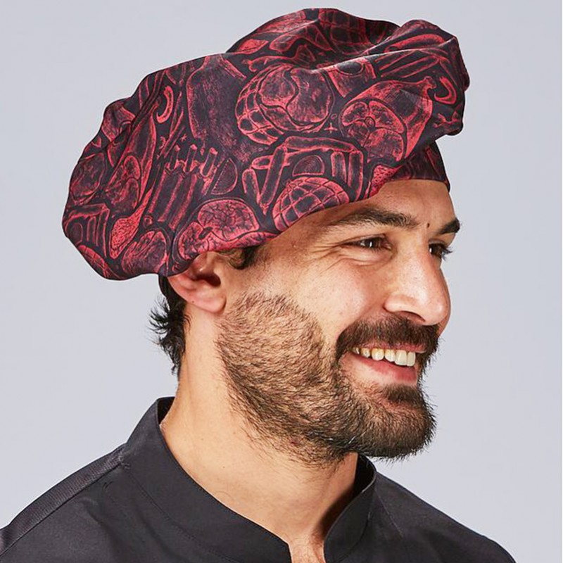 Gorro chef de cocina estampado carnes