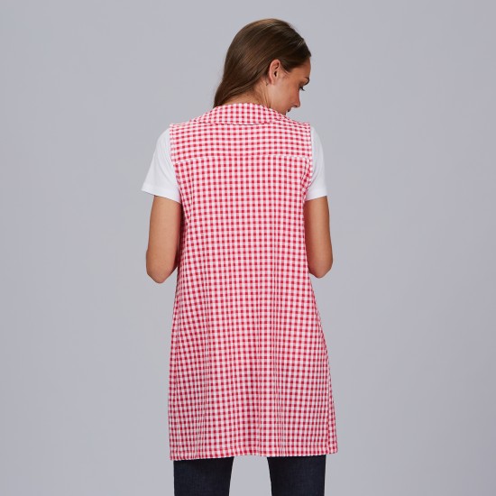 Bata de maestra cuadros, sin mangas