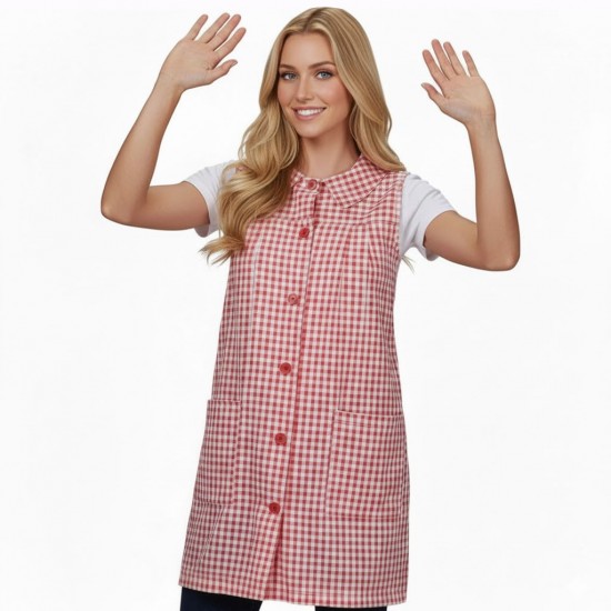 Bata de maestra cuadros, sin mangas Bata de maestra cuadros, sin mangas