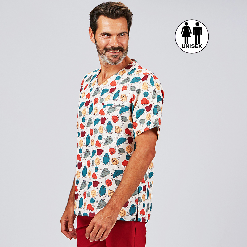 Blusa Sanitaria Unisex Mika Ronroneo - Estampado Gatos