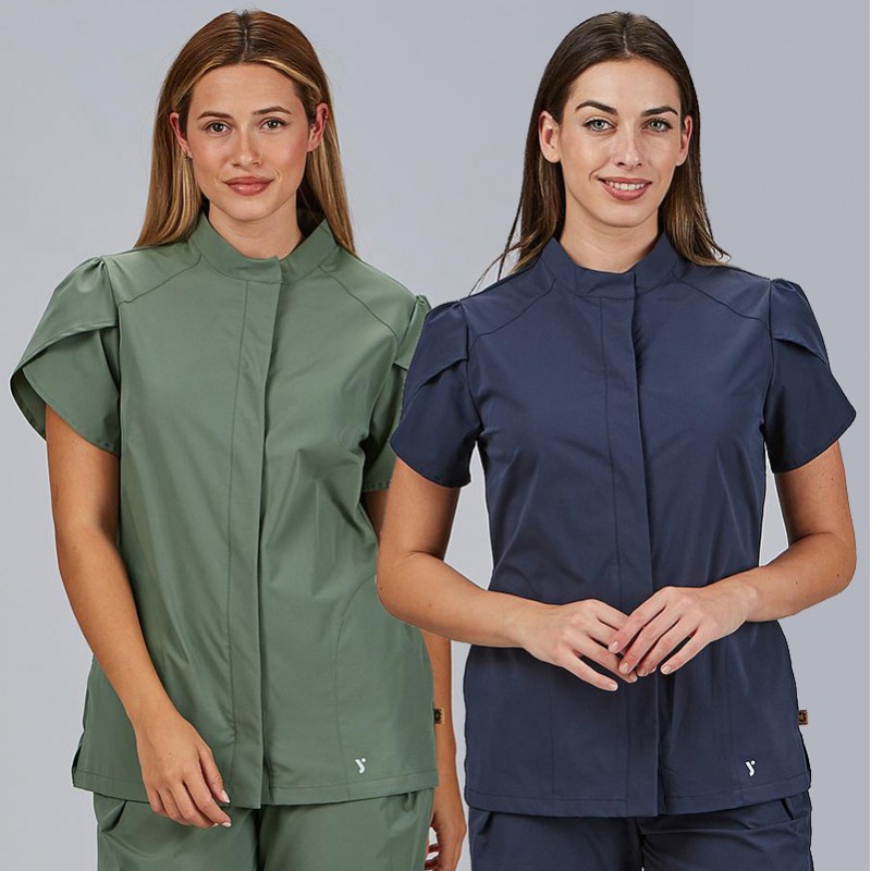 Blusa mujer botón oculto m/c lina tejido reciclado sorema