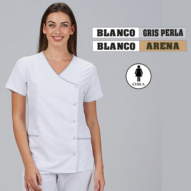 Blusa mujer botones presión m/c Aina - Microfibra...
