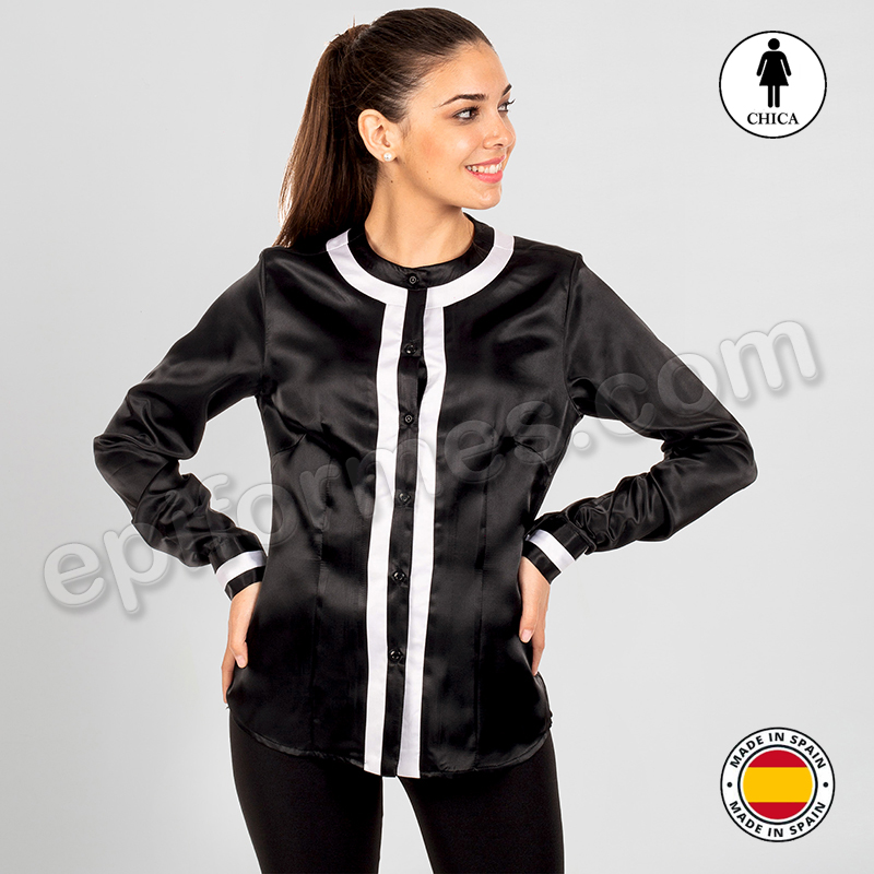 Blusa de mujer con cuello redondo negra/blanca