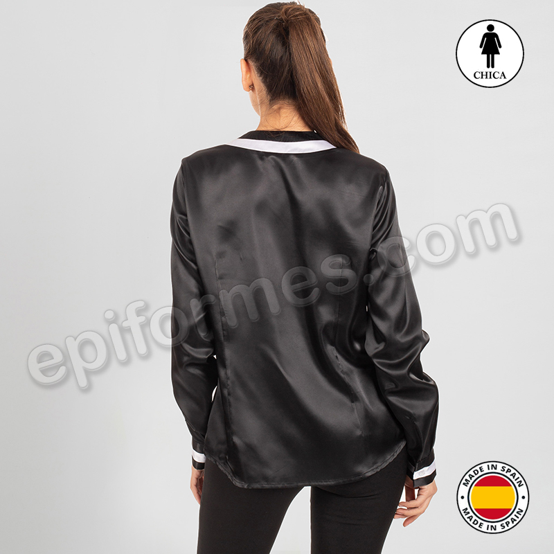 Blusa de mujer con cuello redondo negra/blanca