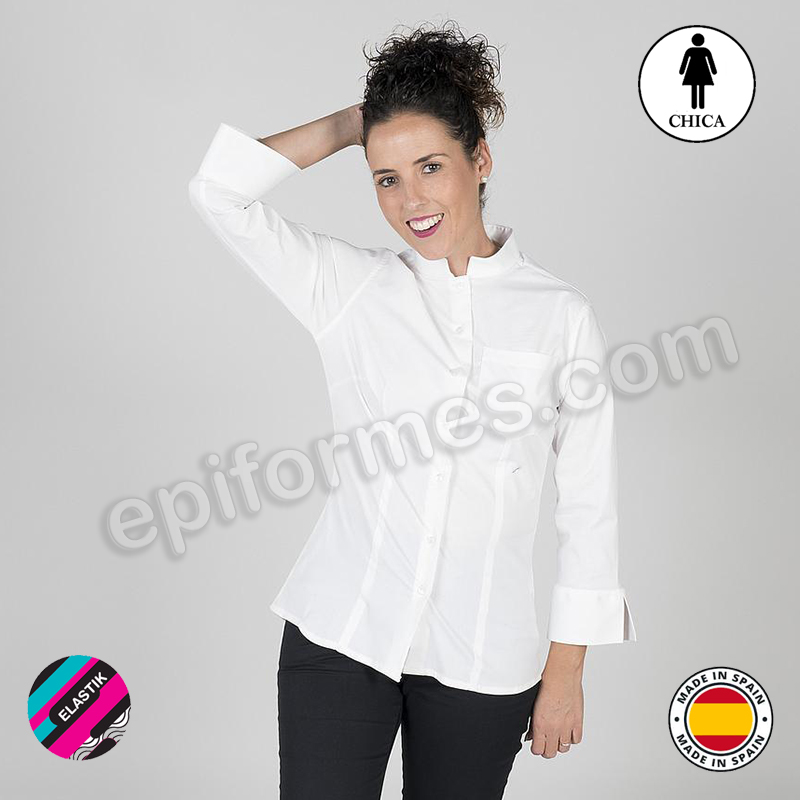 Camisa de mujer con cuello mao blanca