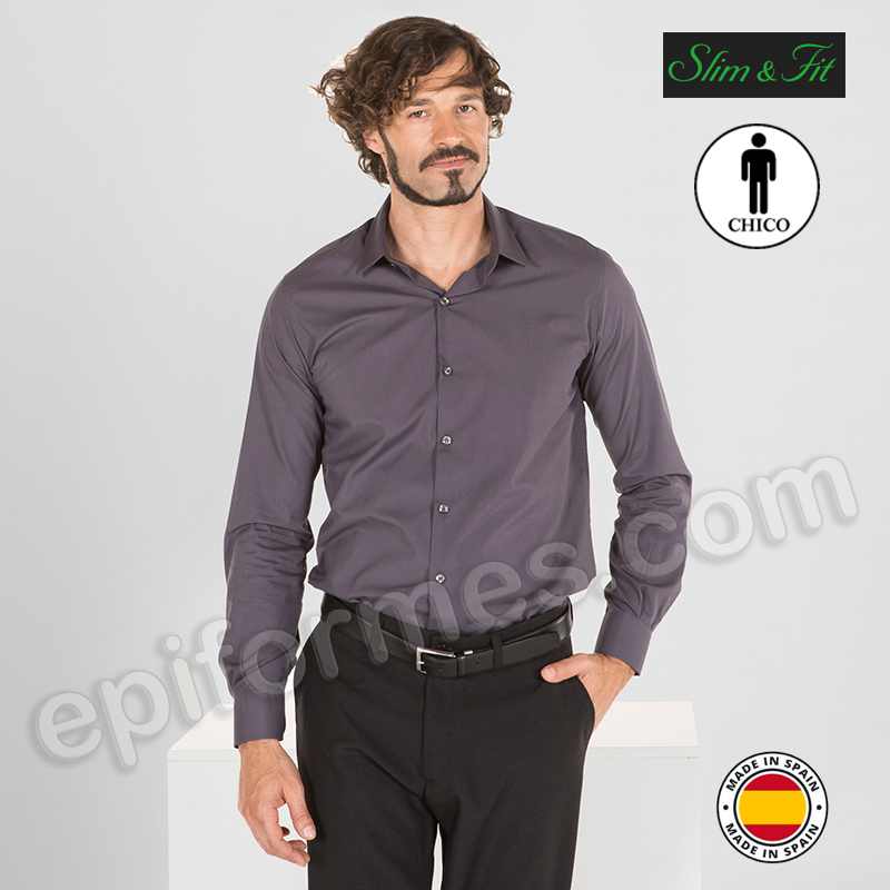 Camisa de hombre slim fit gris