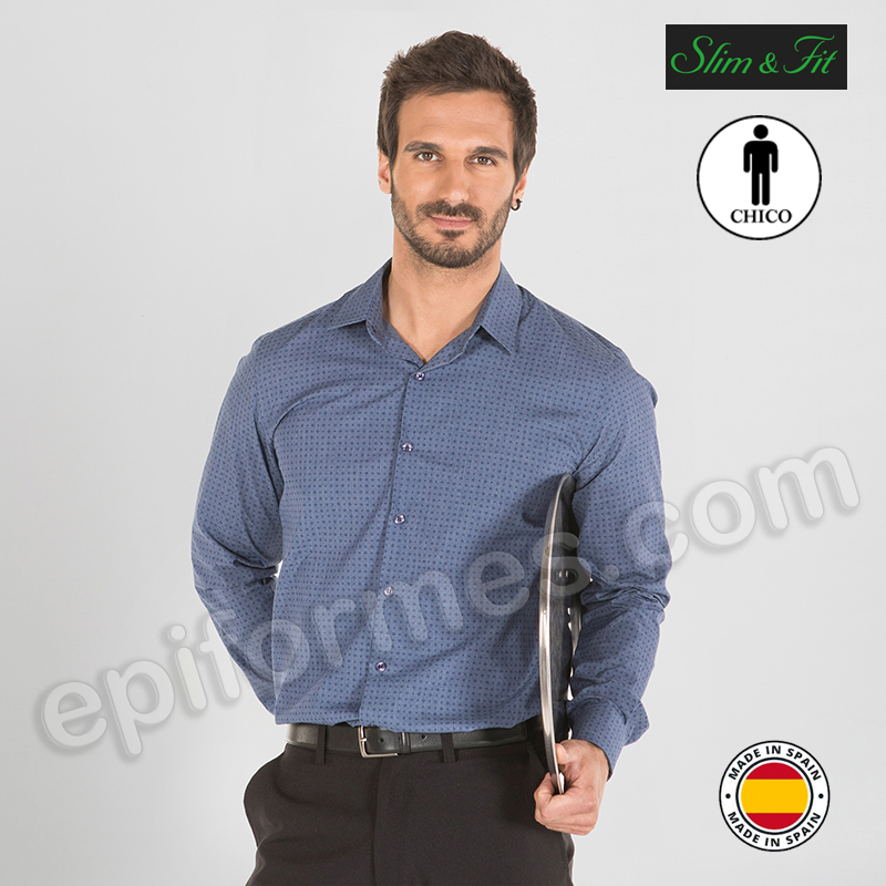 Camisa Slim fit indigo, punteado