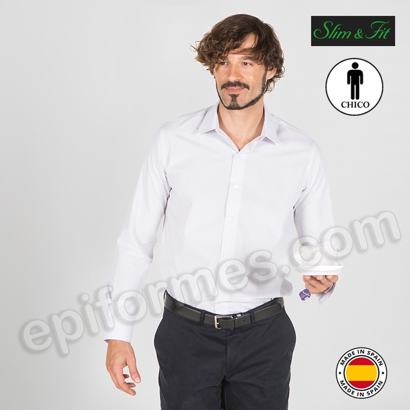 Camisa Slim fit blanco punteado