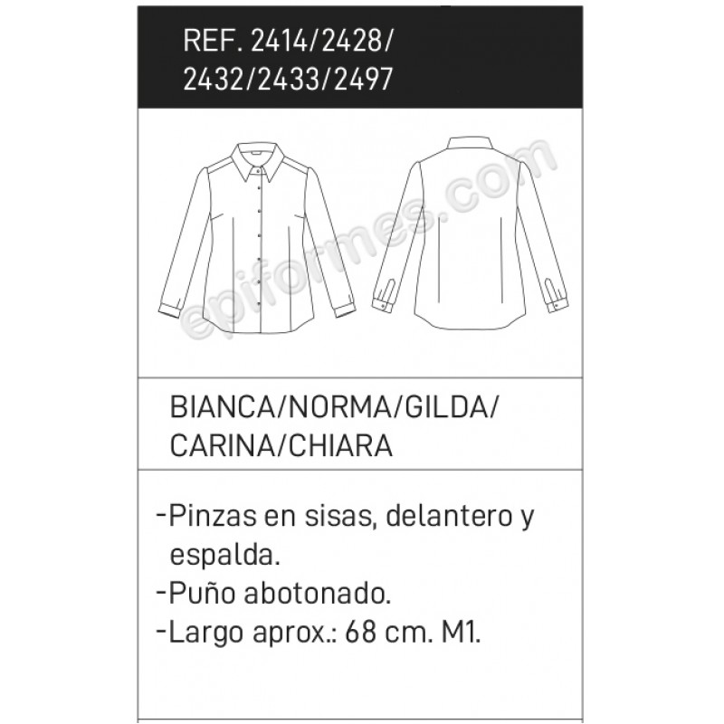 Camisa mujer Slim Fit blanco punteado