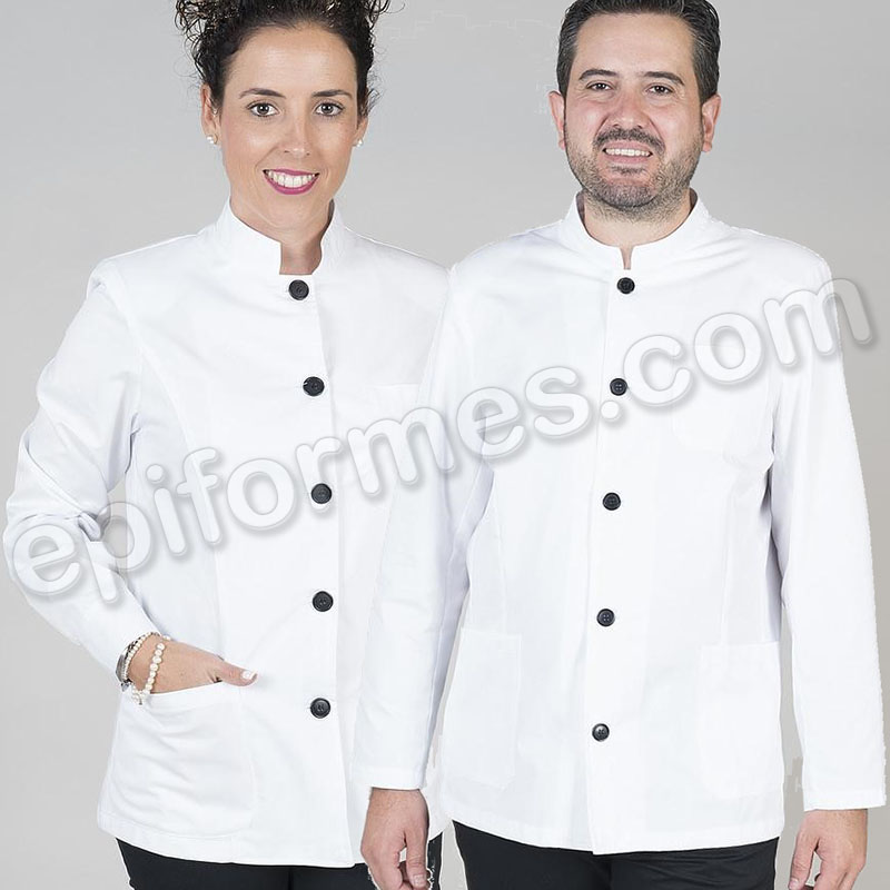 Chaqueta camarero, cuello mao blanca