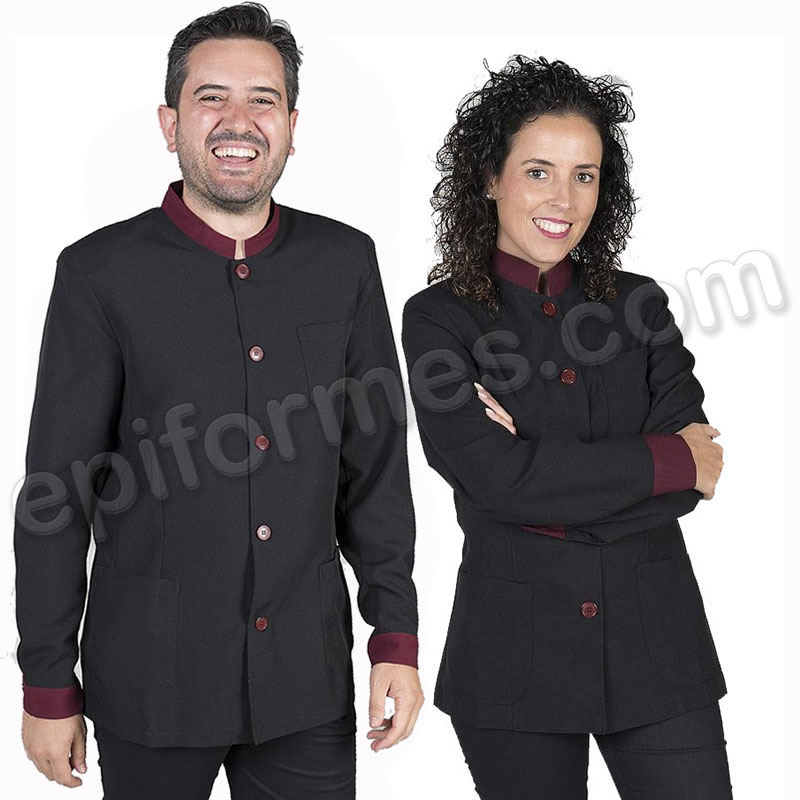 Chaqueta de camarero, con cuello mao, combinada