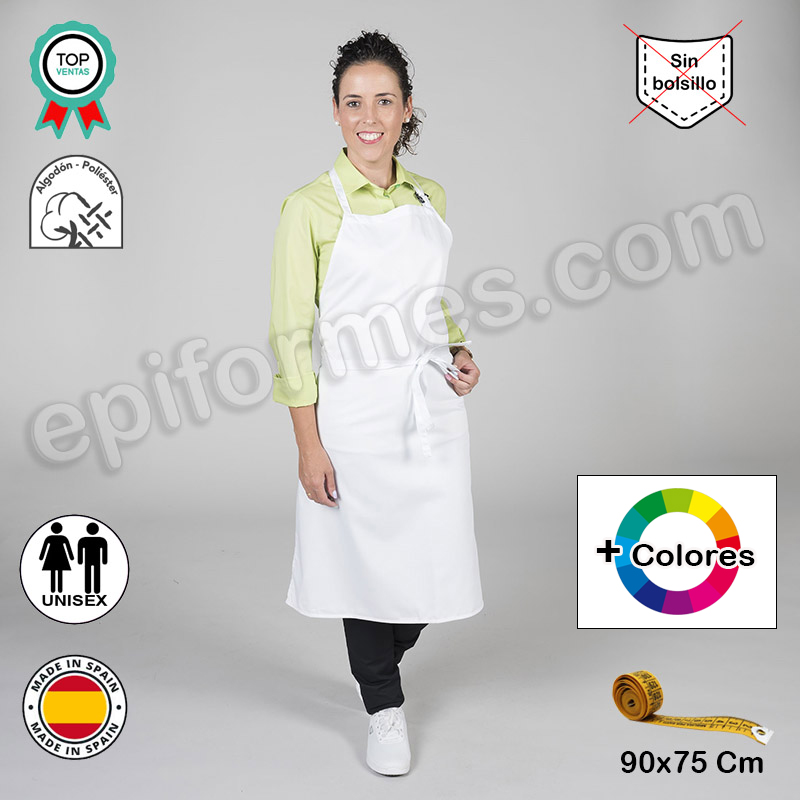 Delantal con peto sin bolsillo 11 colores