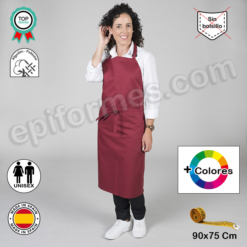 Delantal con peto sin bolsillo 11 colores