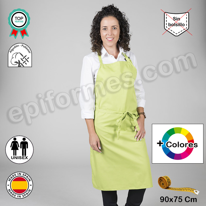 Delantal con peto sin bolsillo 11 colores