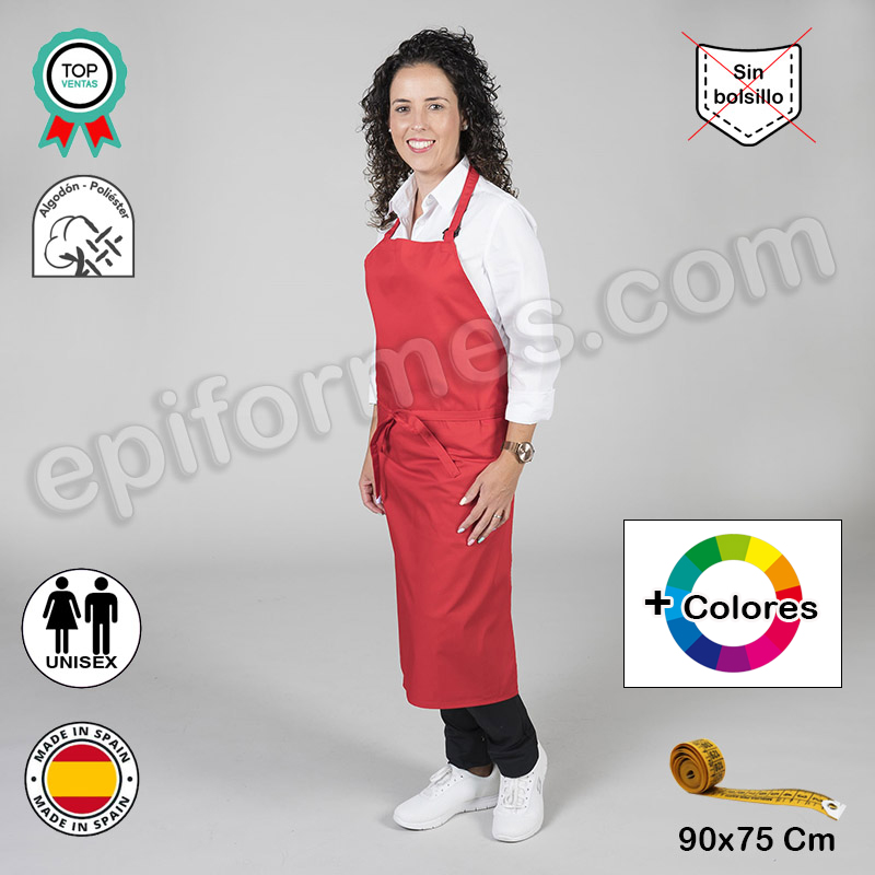 Delantal con peto sin bolsillo 11 colores