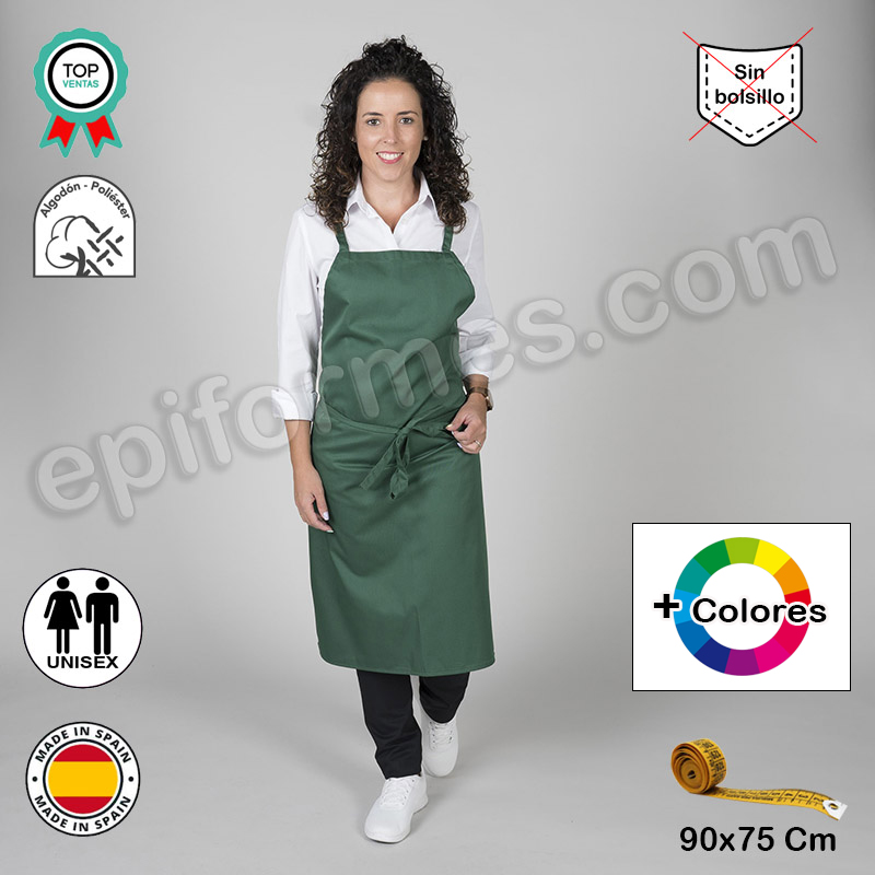 Delantal con peto sin bolsillo 11 colores