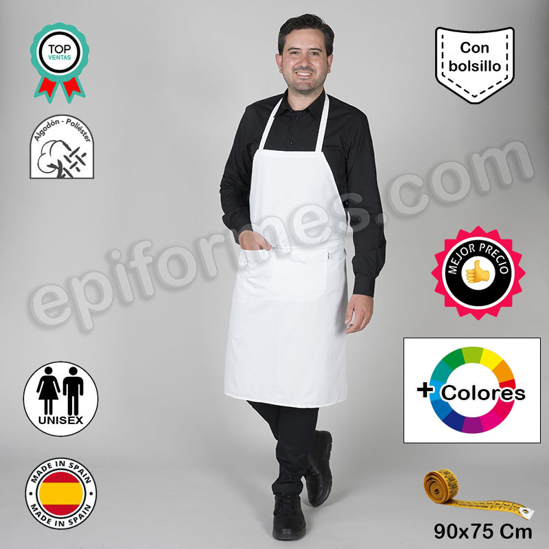 Delantal con peto económico en 3 colores